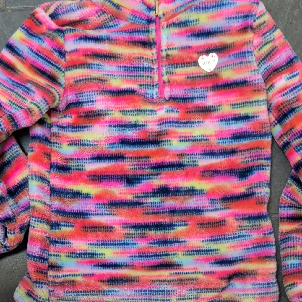 Juicy Couture Multicolor Girls Cozy Pullover Zip Sweater Pink